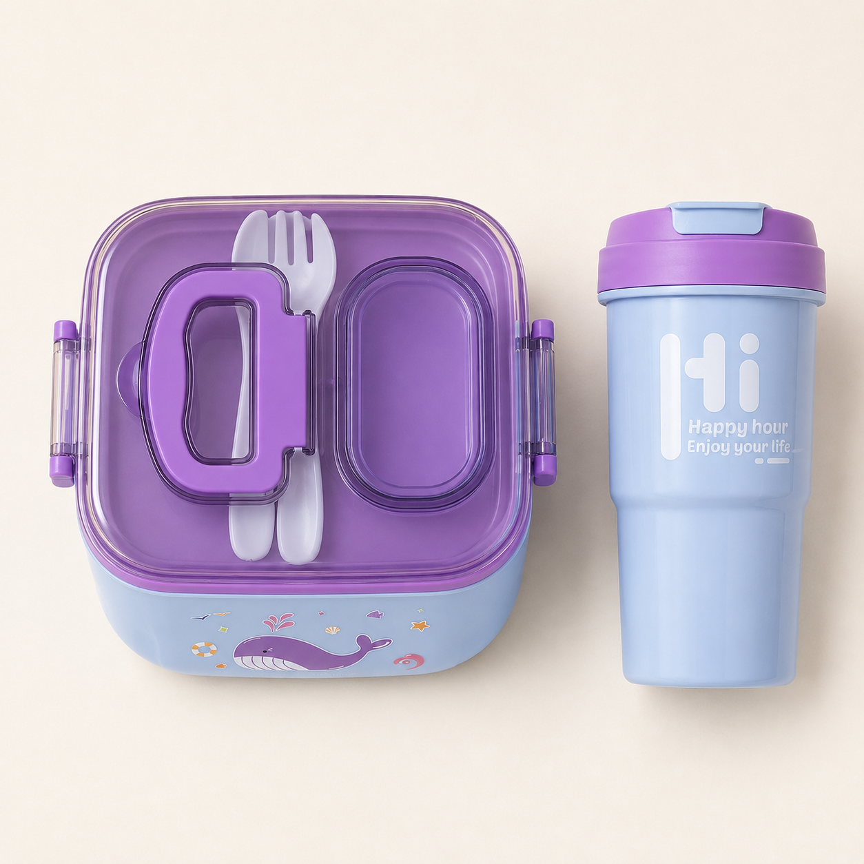 Little Crew Durable Lunch Clip-lock & Sip Set