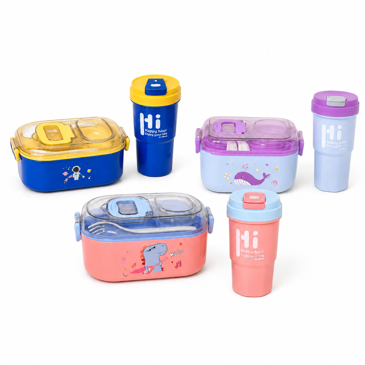 Little Crew Durable Lunch Clip-lock & Sip Set